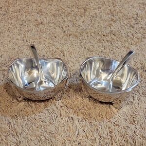 Elegant Silver Bowls with Spoons
